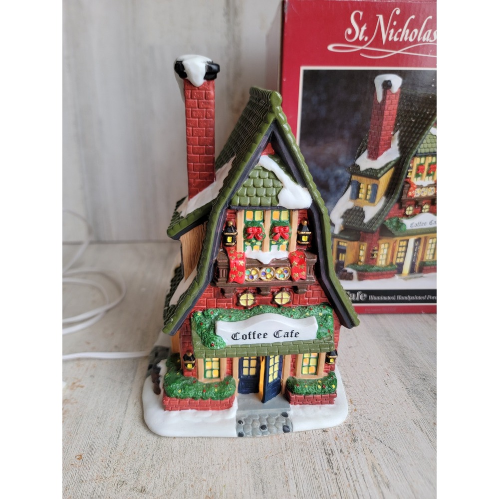 St Nicholas square coffee Cafe Xmas Village accessory vintage ceramic unique